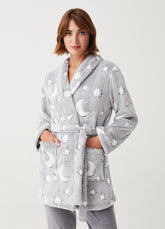 Ovs Short Robe With Stars And Moon Print